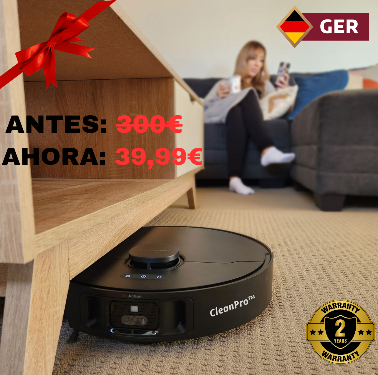 Aspirador Robot Inteligente Alemán 3 en 1 - CleanPro™ + Regalo Exclusivo